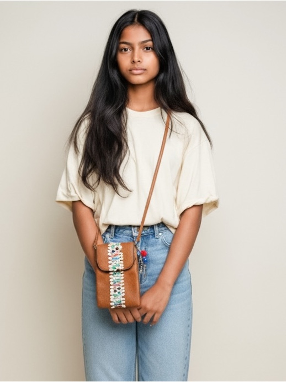 Mix 6 Southwestern Bohemian Faux Camel Leather Crossbody Clutch